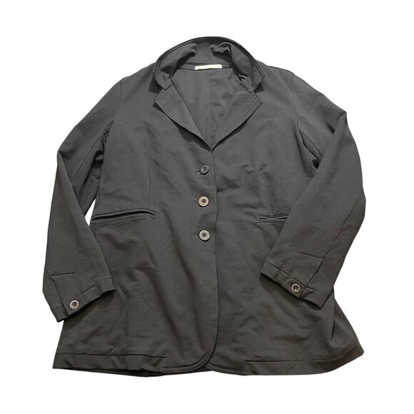 Peruvian Connection Womens Black Cotton Blazer Jacket Three Button Size Large - Picture 1 of 8